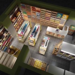 现代超市便利店鸟瞰3D模型下载